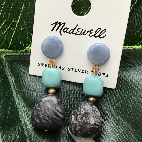 Madewell Earrings Semiprecious Stones New With Tag Rare Statement - Picture 2 of 8
